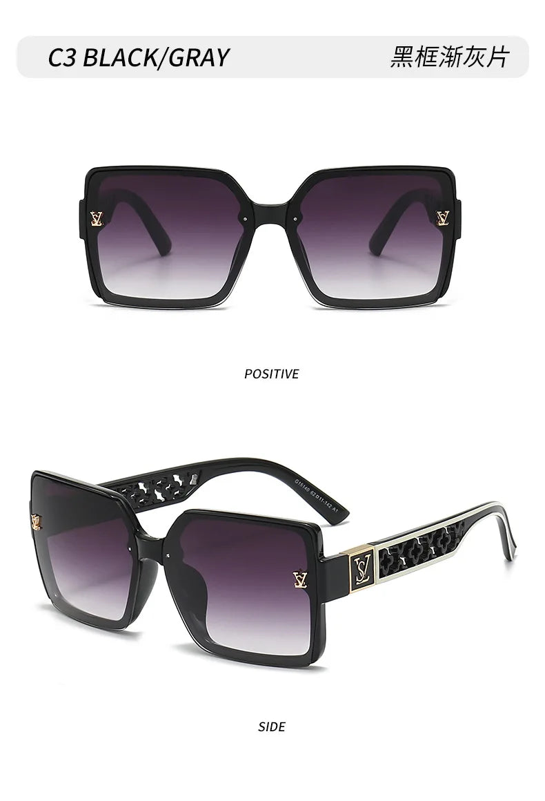 Luxury stylist retro square sunglasses