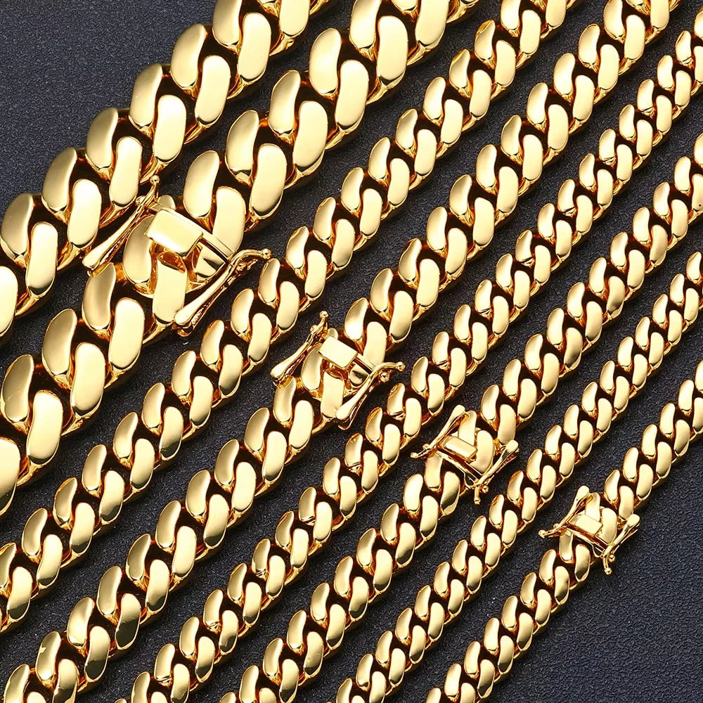 8k Gold-plated Cuban Miami Link Chain Necklaces