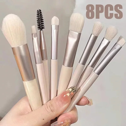 8pcs Makeup Brush Set for Face Loose Powder, Blush, Concealer, Eyeshadow | Radiant Look