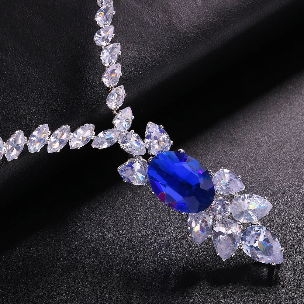 Blue Crystal Zircon Collar Necklace