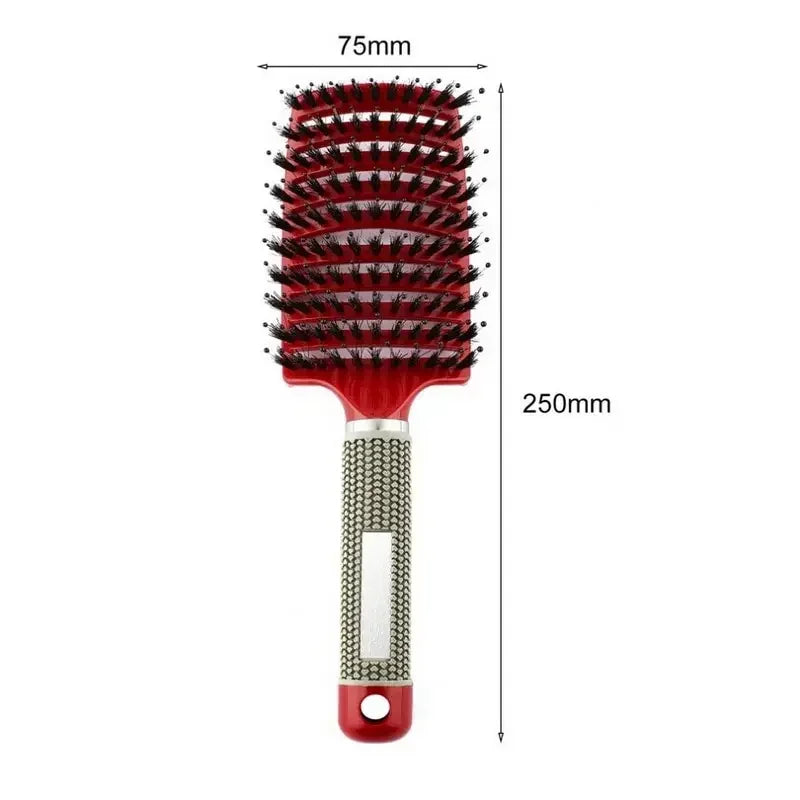 Nylon Bristle Scalp Massage Comb | Curly Detangler | Anti-Static Design