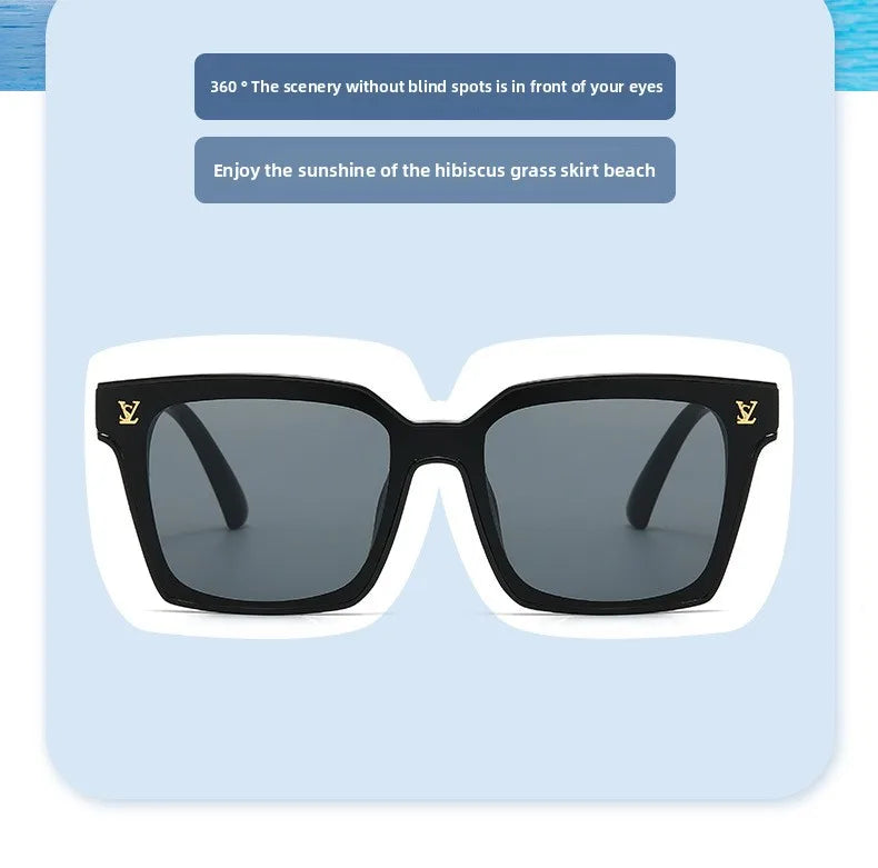 New Square Unisex Leather Sunglasses