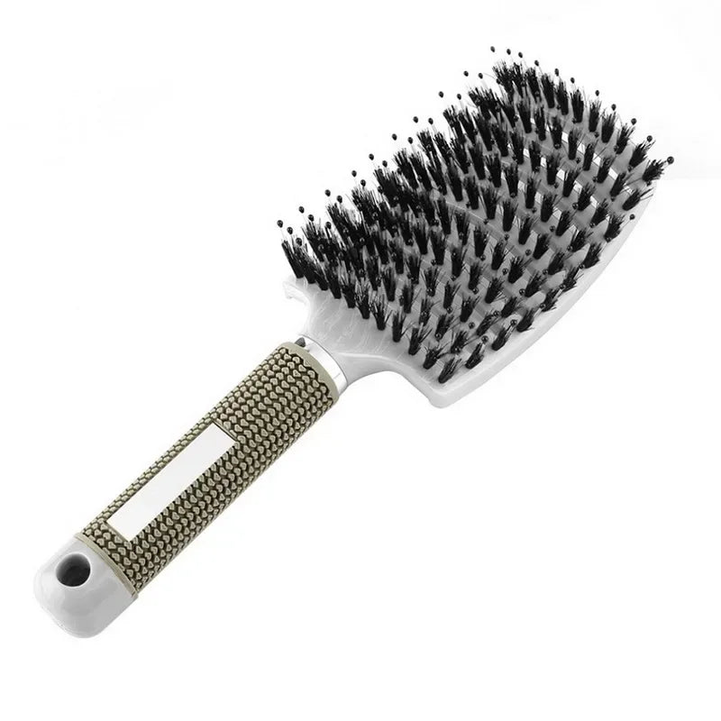 Nylon Bristle Scalp Massage Comb | Curly Detangler | Anti-Static Design