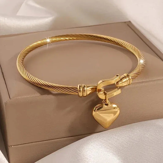 18k Gold Color Stainless Steel Heart Bracelets
