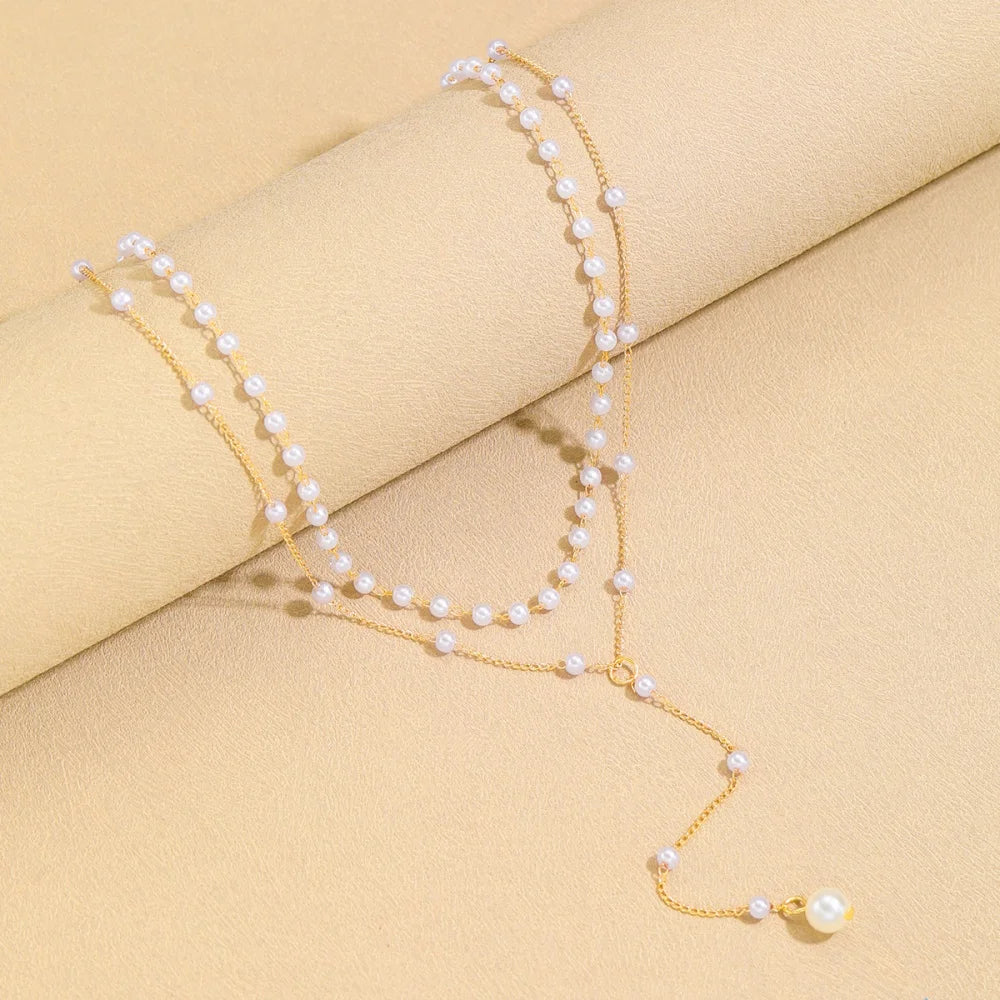 Vintage Pearl Y Lariat Necklace
