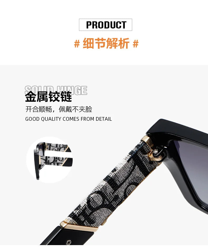 Letter Square Retro Tinted Rectangle Sunglasses
