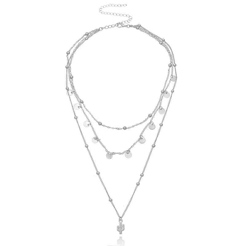 925 Sterling Silver Triple Layer Exquisite Necklace