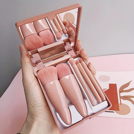 5Pcs Portable Makeup Brush Set With Mirror