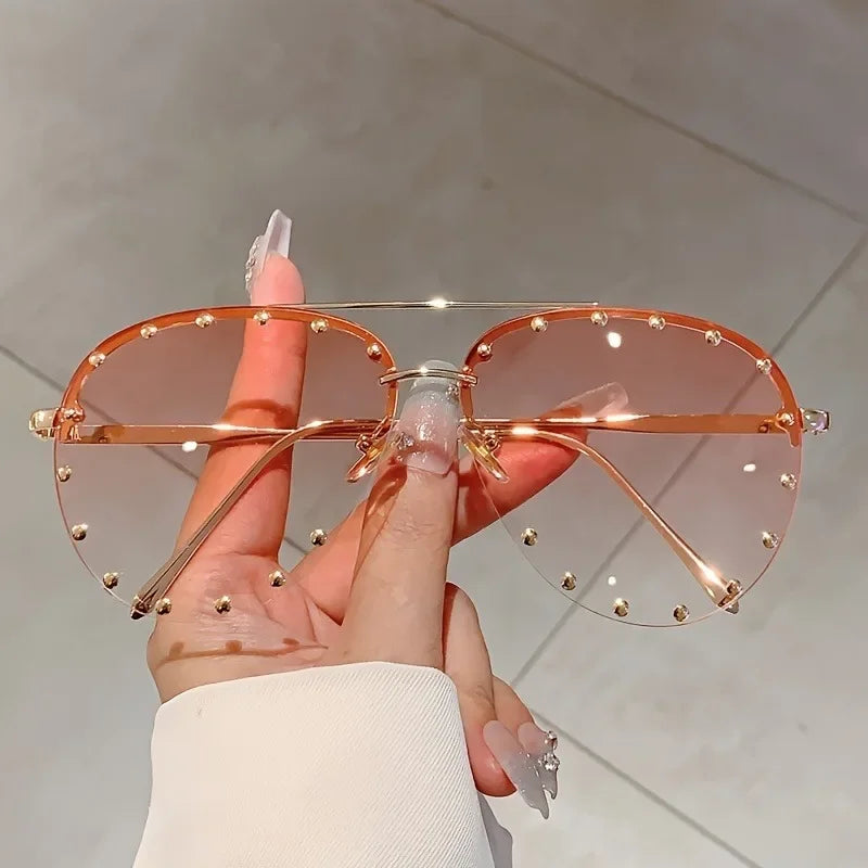 Rimless Luxury Colored Sunglasses - UV400