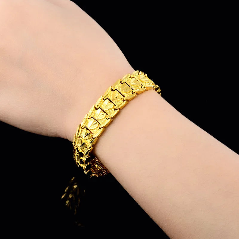 24K Gold Heart Strap Bracelet | Titanium-edged with reflective accents