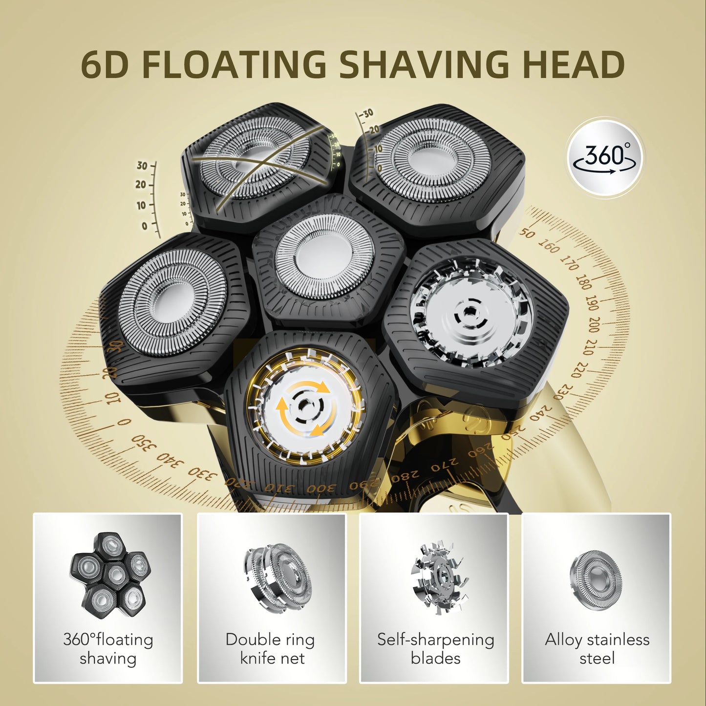 6D Floating Multifunctional Rechargeable Shaving Machine