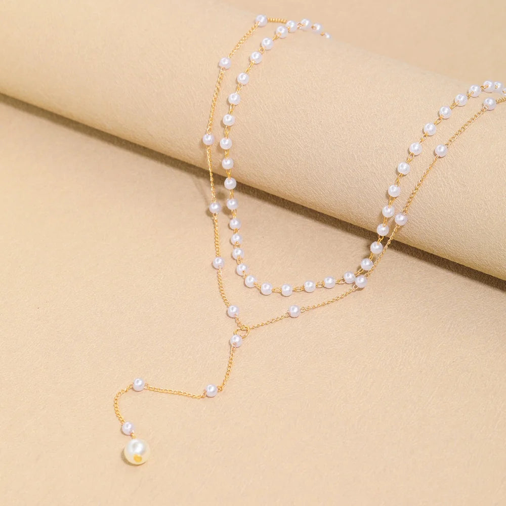 Vintage Pearl Y Lariat Necklace