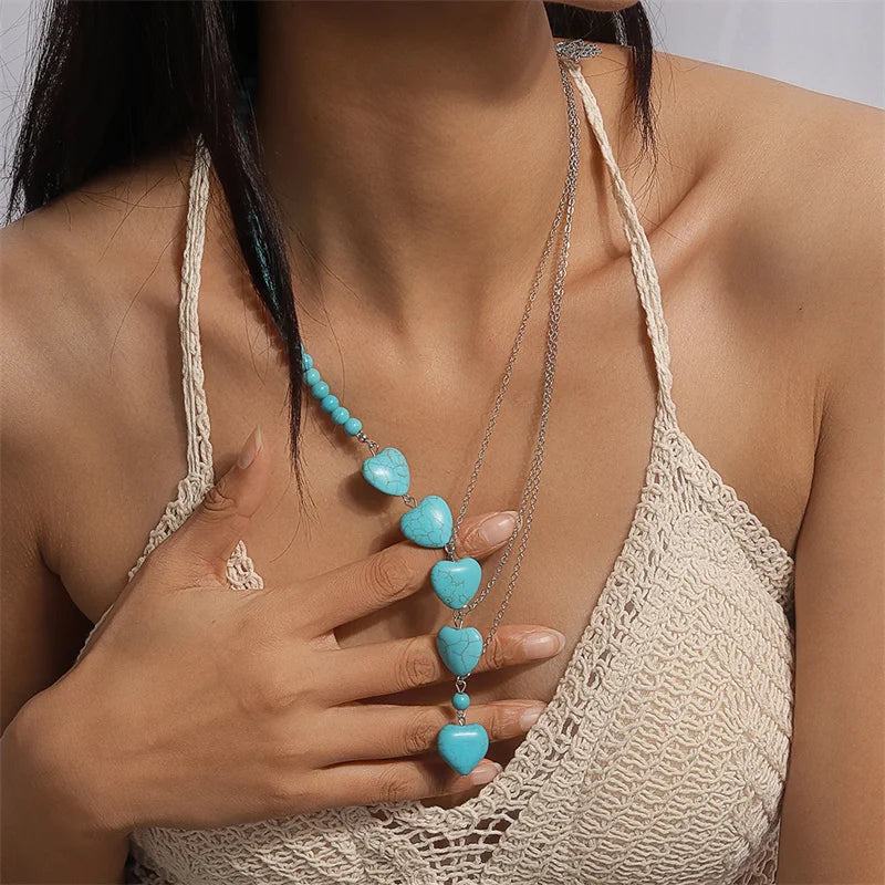 Turquoise Stone Heart Necklace