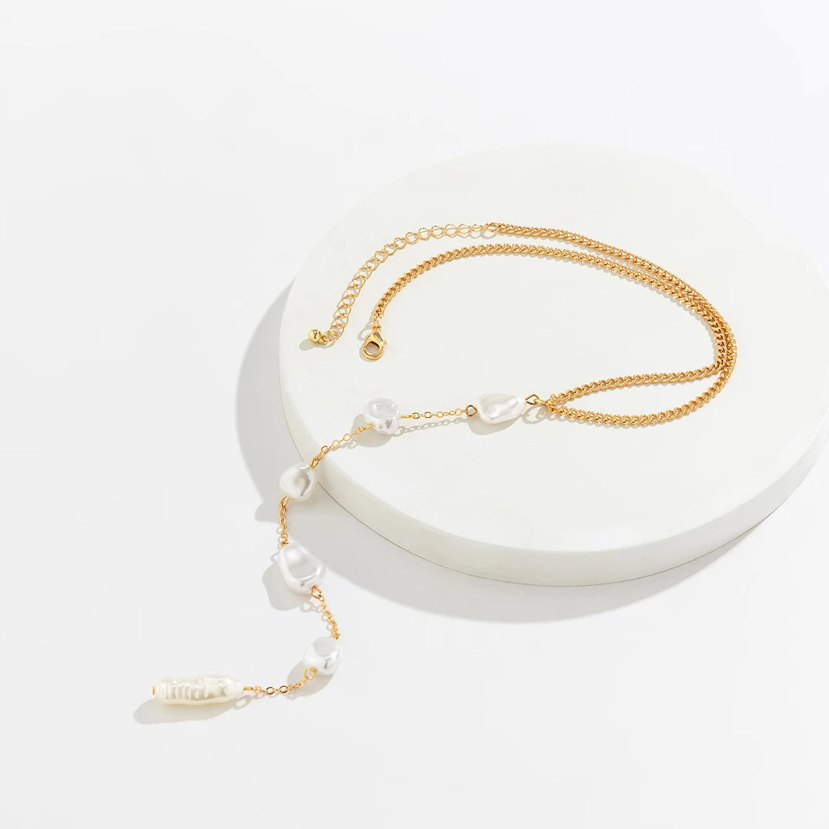 Sexy Simple Irregular Imitation Pearl Long Chain Back Necklace Women Bikini Goth Chest Choker Aesthetic Jewelry Wed Accessories