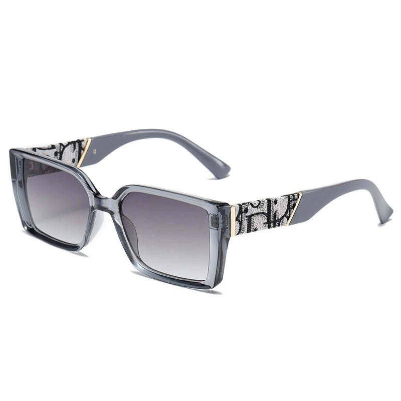Letter Square Retro Tinted Rectangle Sunglasses