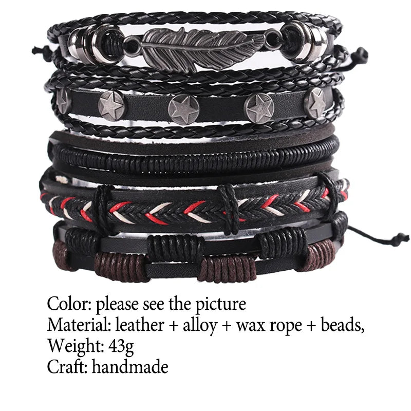 Adjustable Leather Set viking bracelet