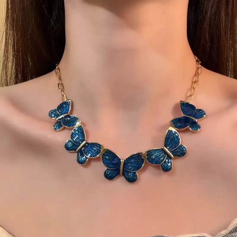 Butterfly Tassel Beaded Necklace