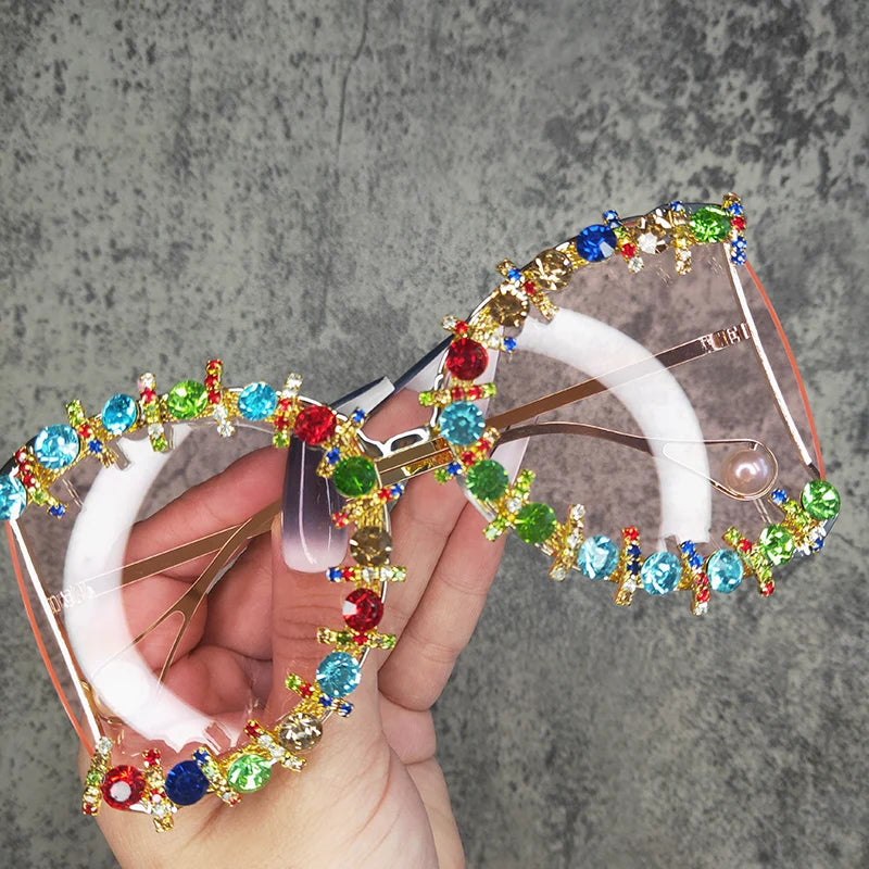 Oversized Cooling Pearl Sun Glasses