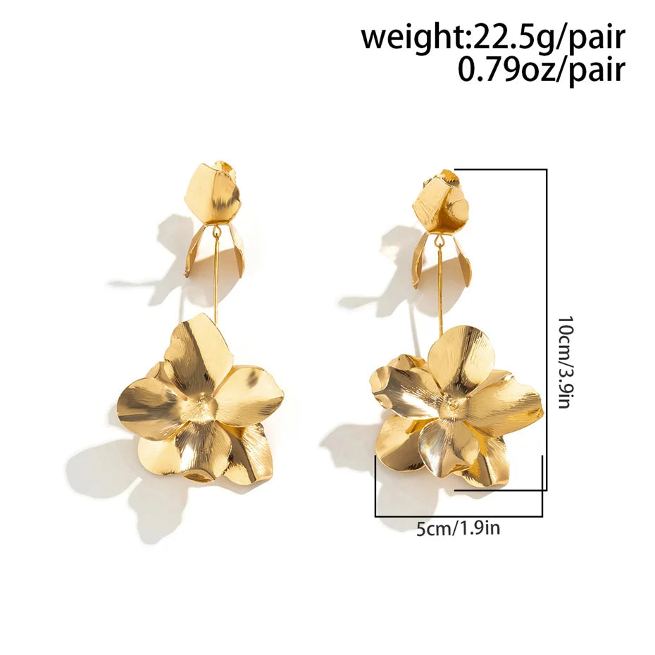 Flower Petal Pendant Drop Earrings