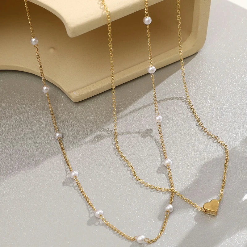 2Pcs Imitation Pearl Heart Pendant