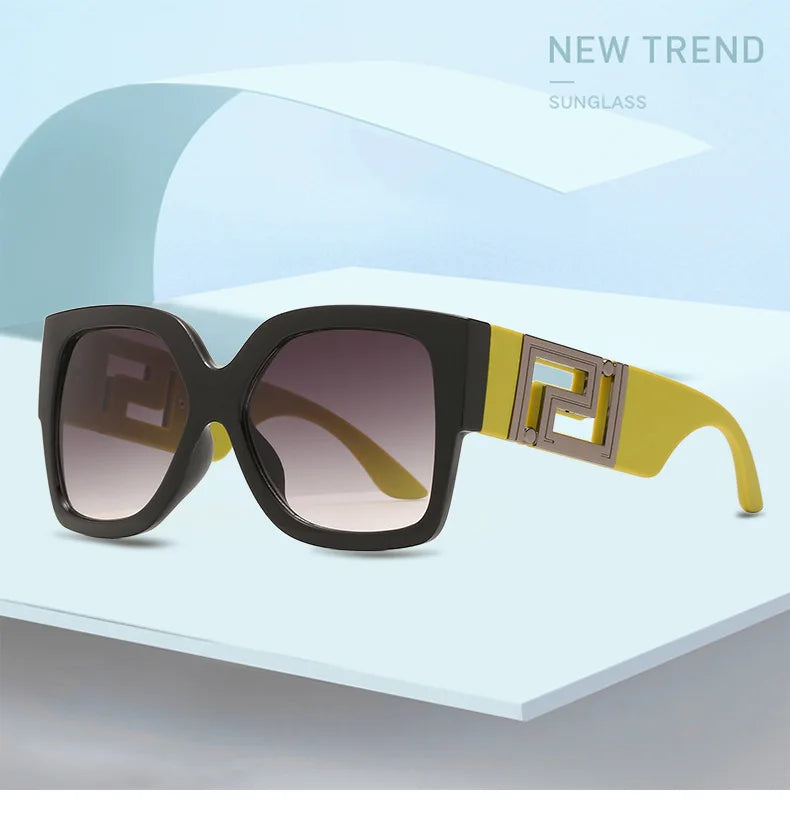 Luxury Stylish Square Retro Gradient Tone Sunglasses.