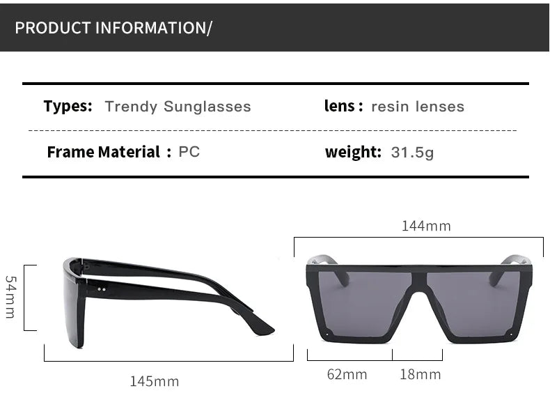 Punk Trendy Square Shade Eyewear UV400