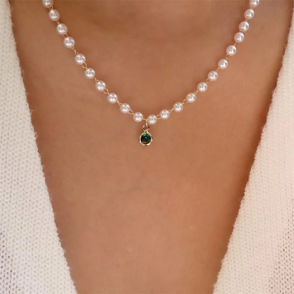 Pendant Pearl Necklace Gold Color Multi-layer