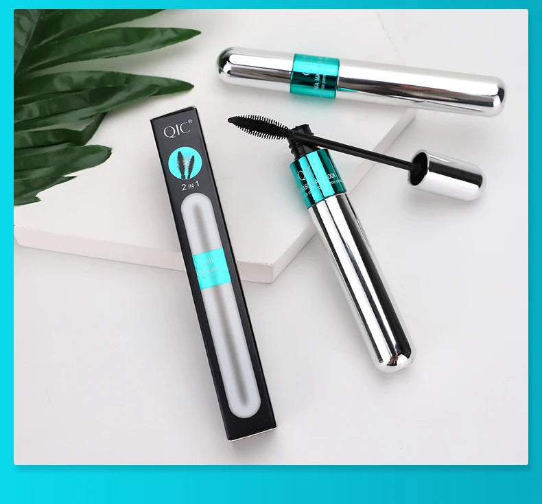 Double In-one Mascara Silk Fiber Waterproof | Thick Lengthening Eye Lashes