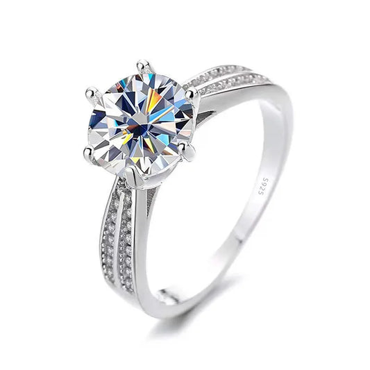 1 Carat Moissanite 925 Sterling Silver Ring Jewelry