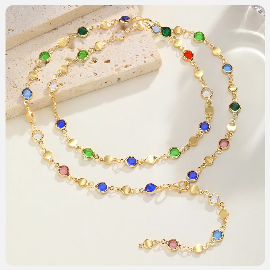Dainty Colorful Glass Long Y-shaped Necklace