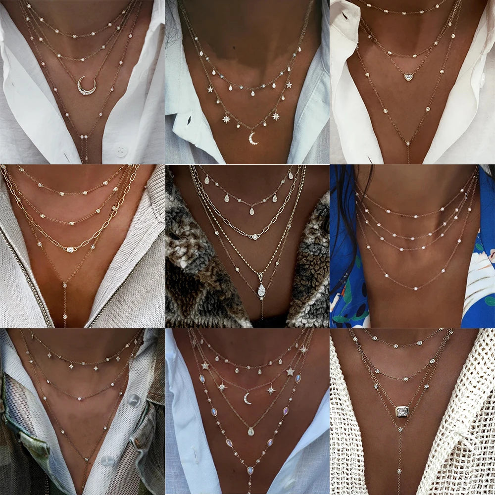 Multi-layer Crystal Pendant Necklace