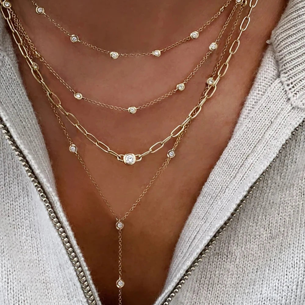 Multi-layer Crystal Pendant Necklace