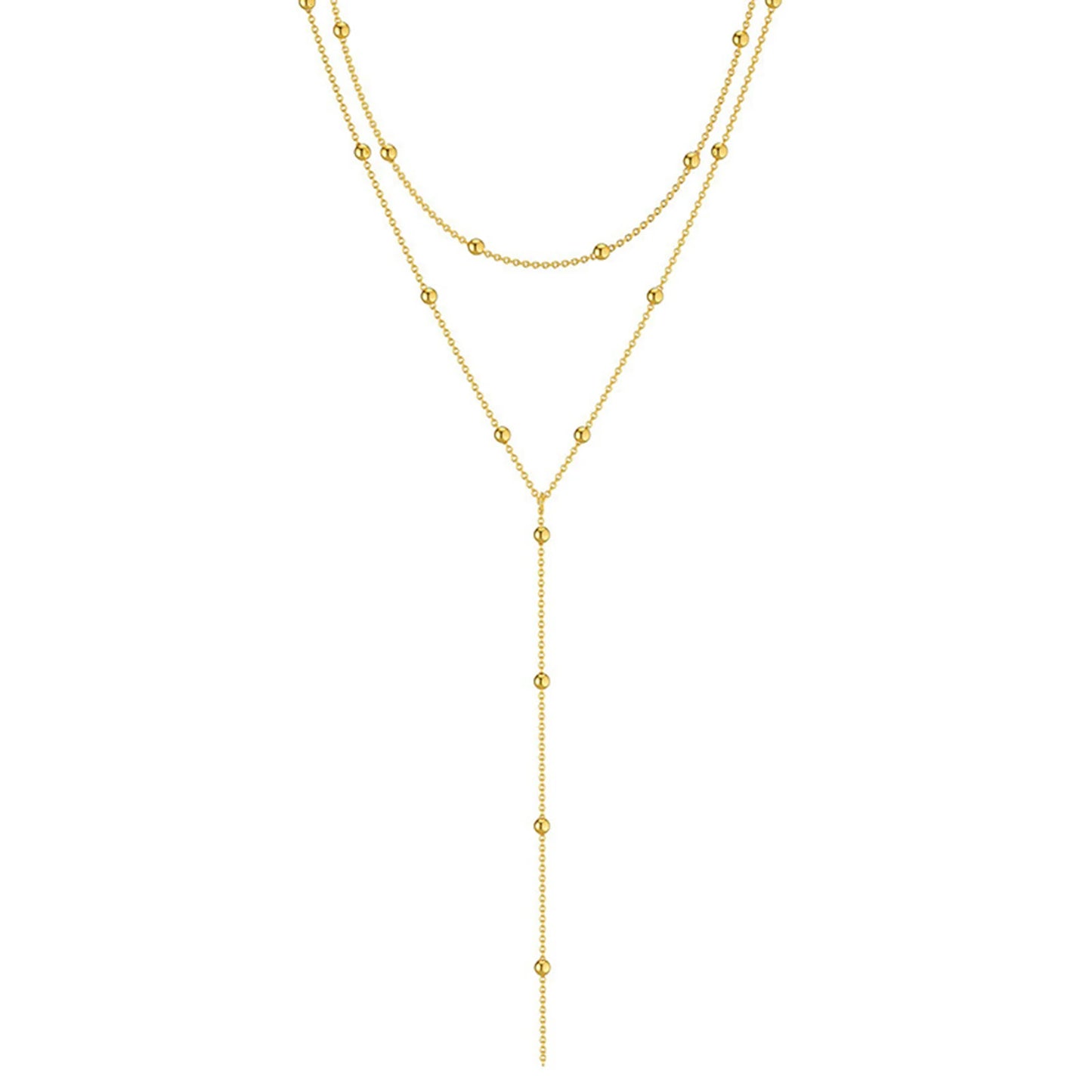 Gold Plated Lariat Necklace Double Layered