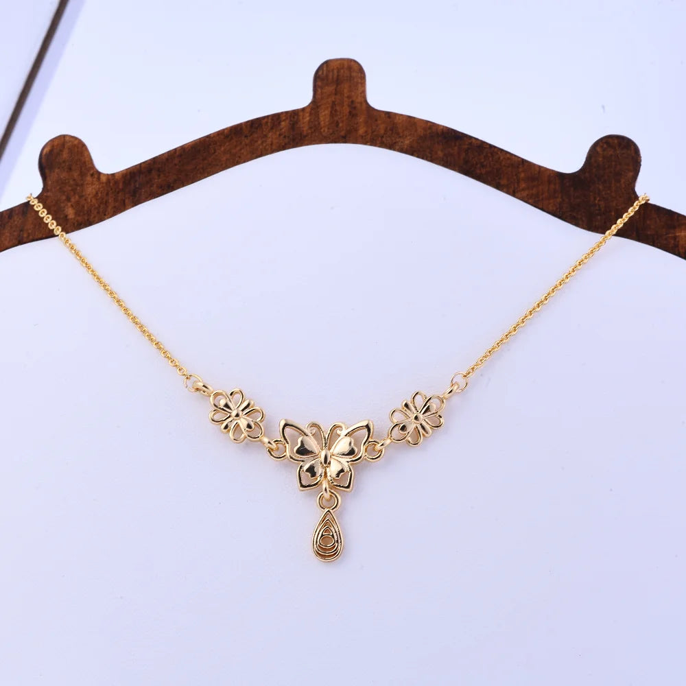 Butterfly, butterfly, flower, tassel necklace