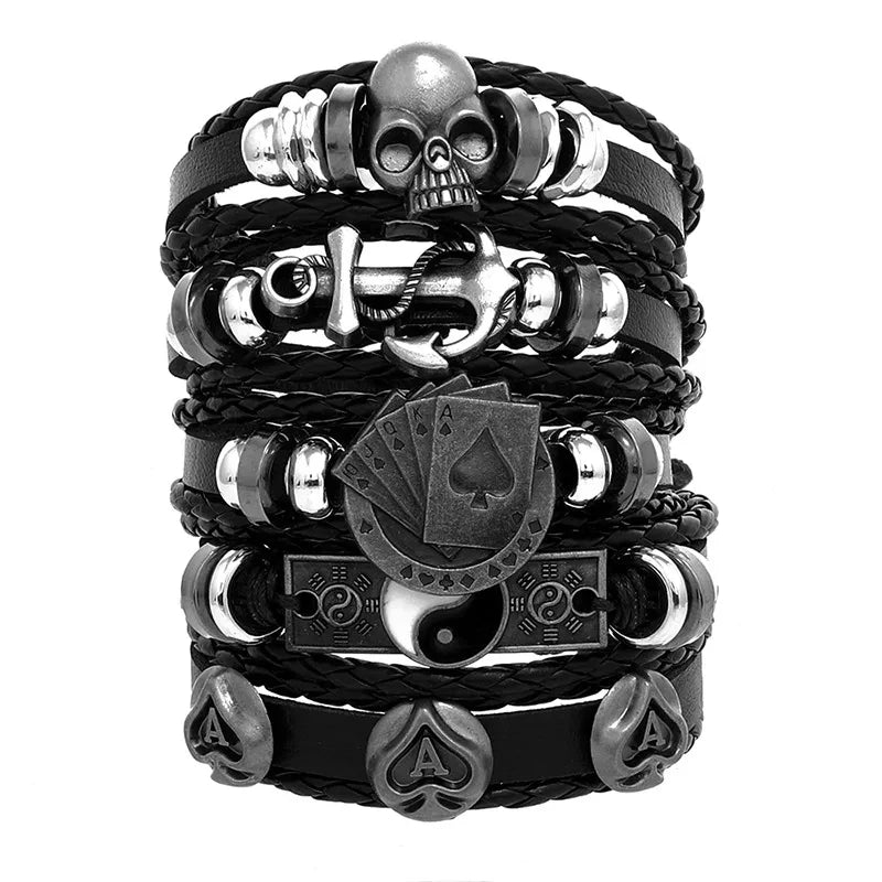 Adjustable Leather Set viking bracelet