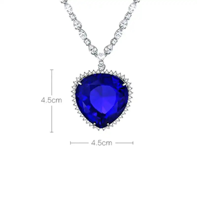 Titanic Heart Of The Ocean Rose Blue Crystal Necklace