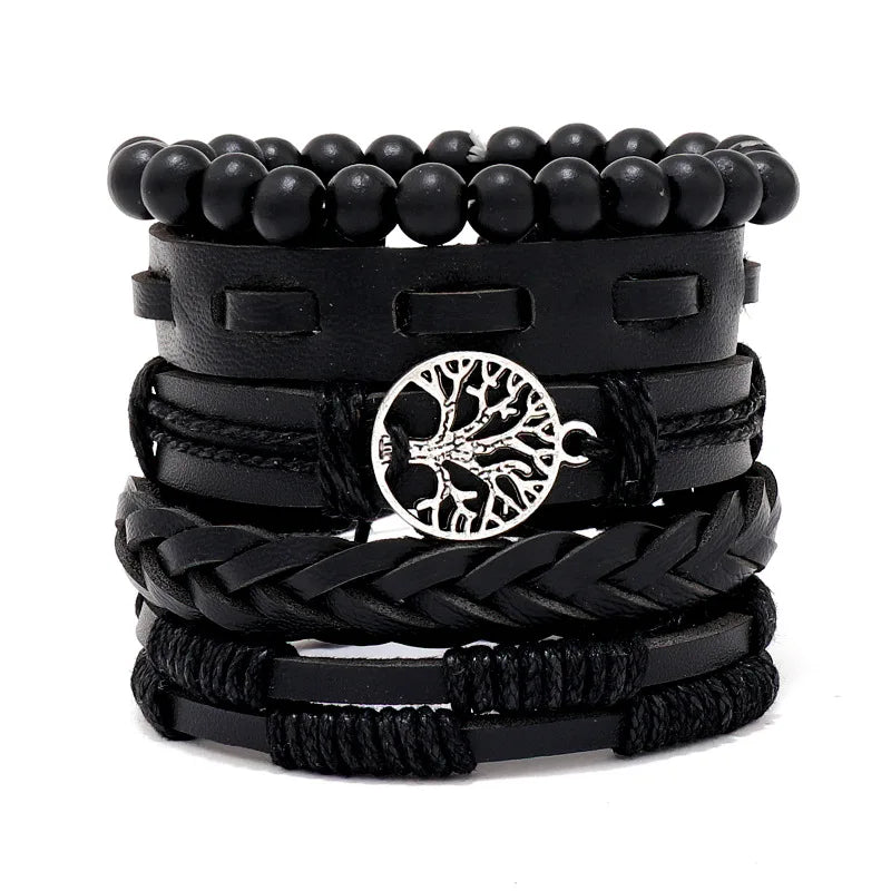 Adjustable Leather Set viking bracelet