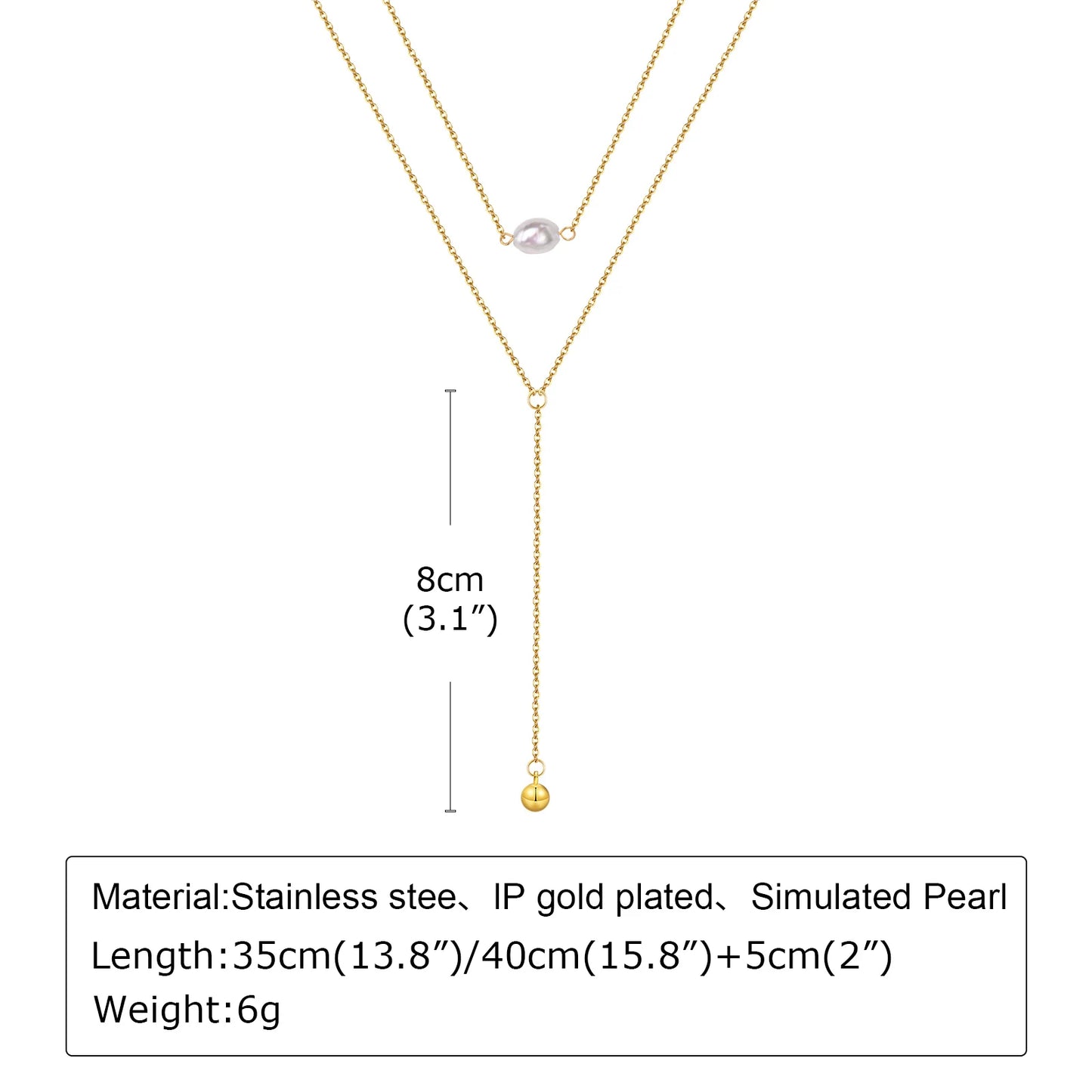 Gold Plated Lariat Necklace Double Layered