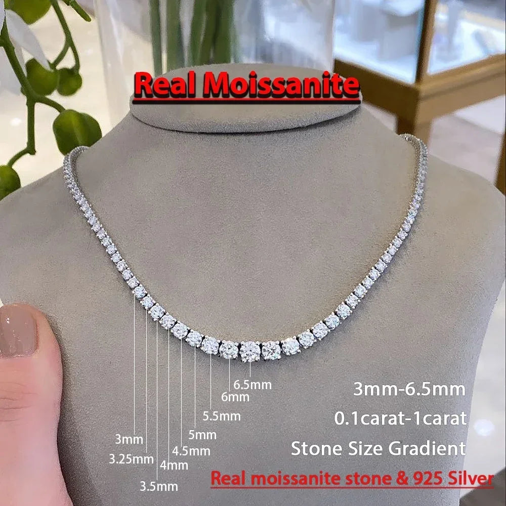 3-5mm Moissanite Diamond Necklace with Certificate 100% S925