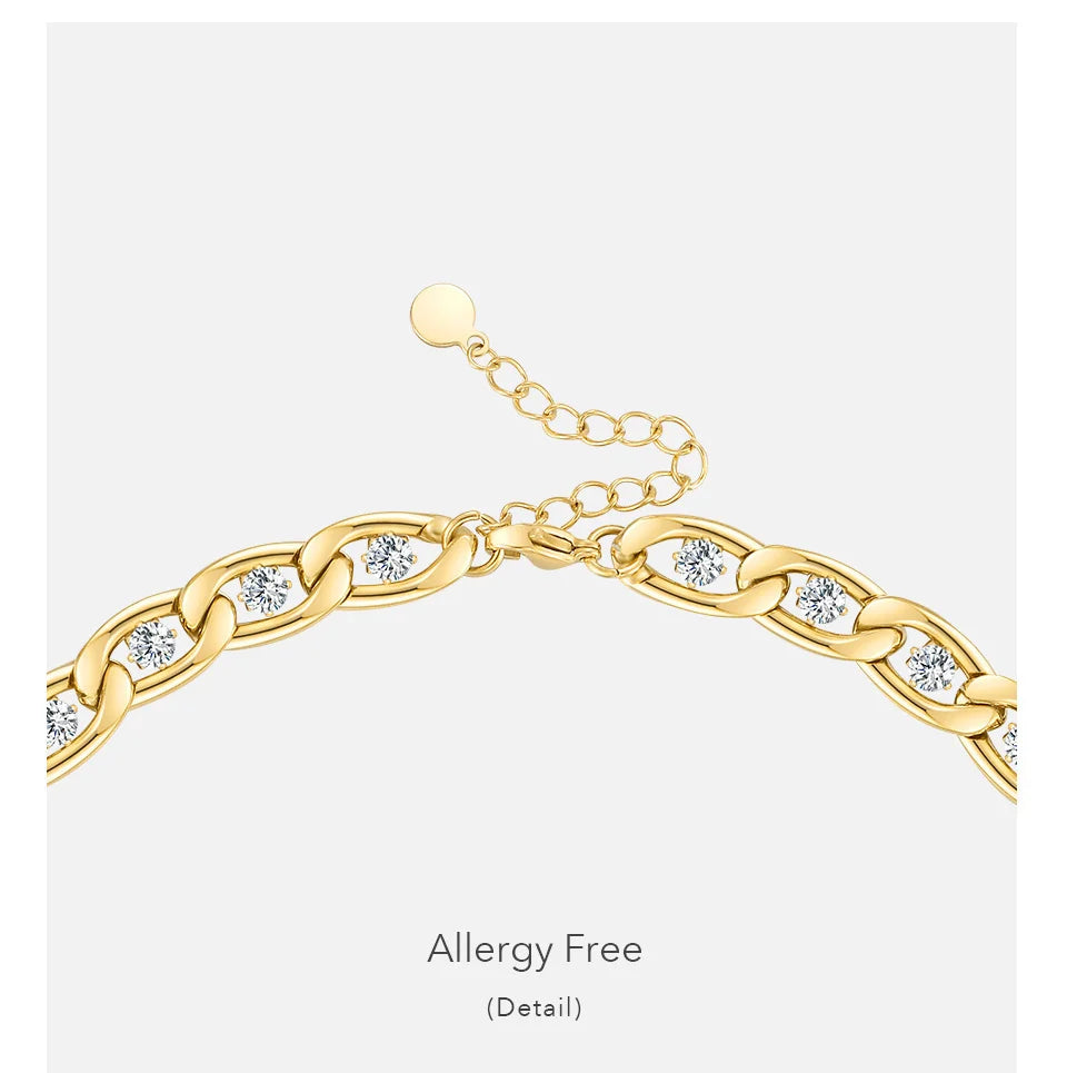 Luxurious Stainless Steel Zircons Gold Necklace