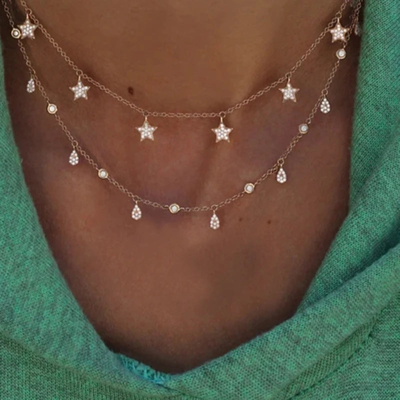 Multi-layer Crystal Pendant Necklace