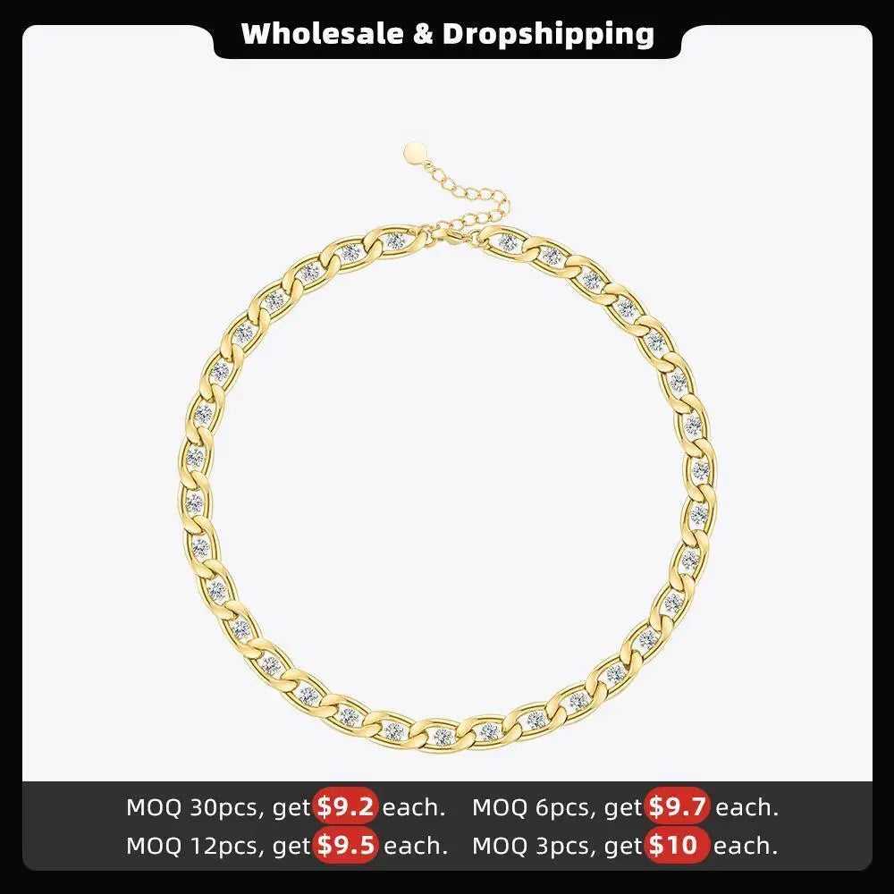Luxurious Stainless Steel Zircons Gold Necklace
