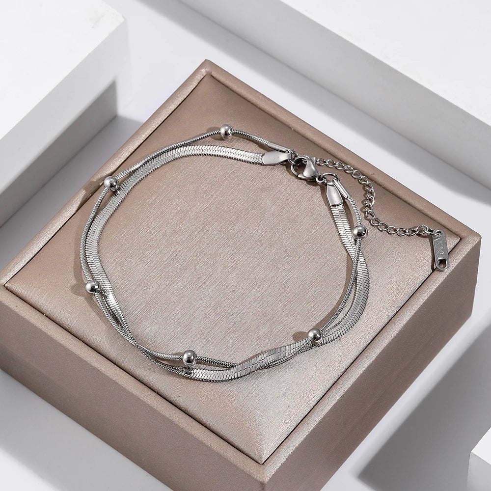 Gold Double-Layer Anklets