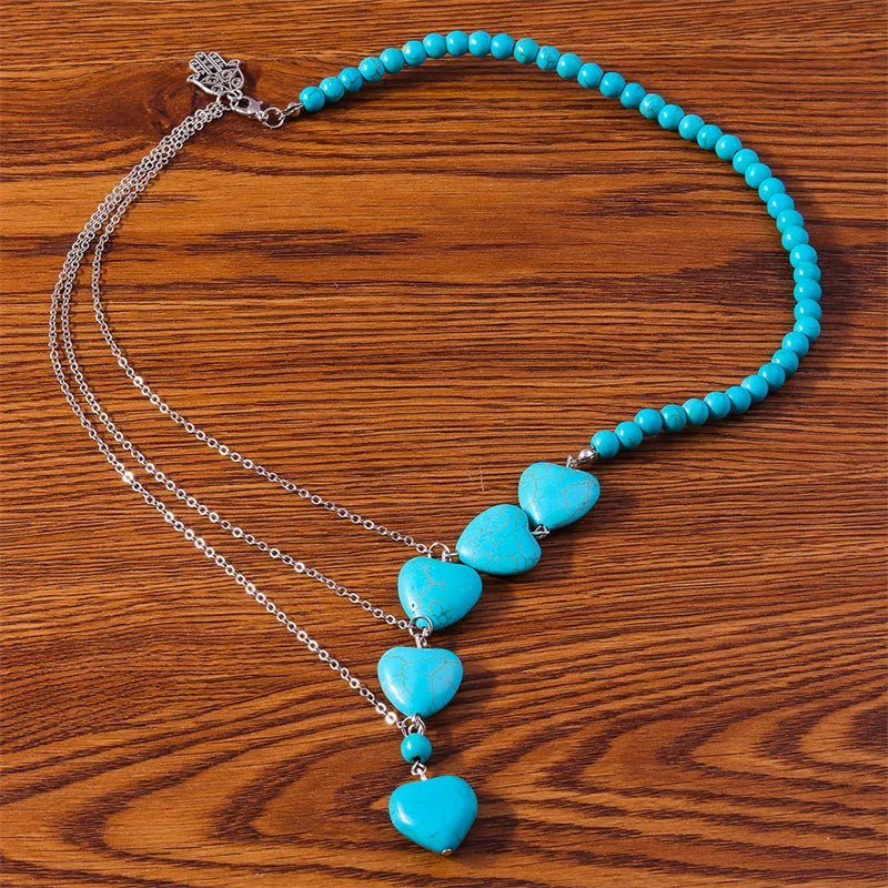 Turquoise Stone Heart Necklace