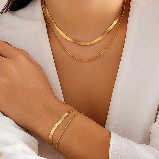 Double Layer Hip Hop Gold Necklace