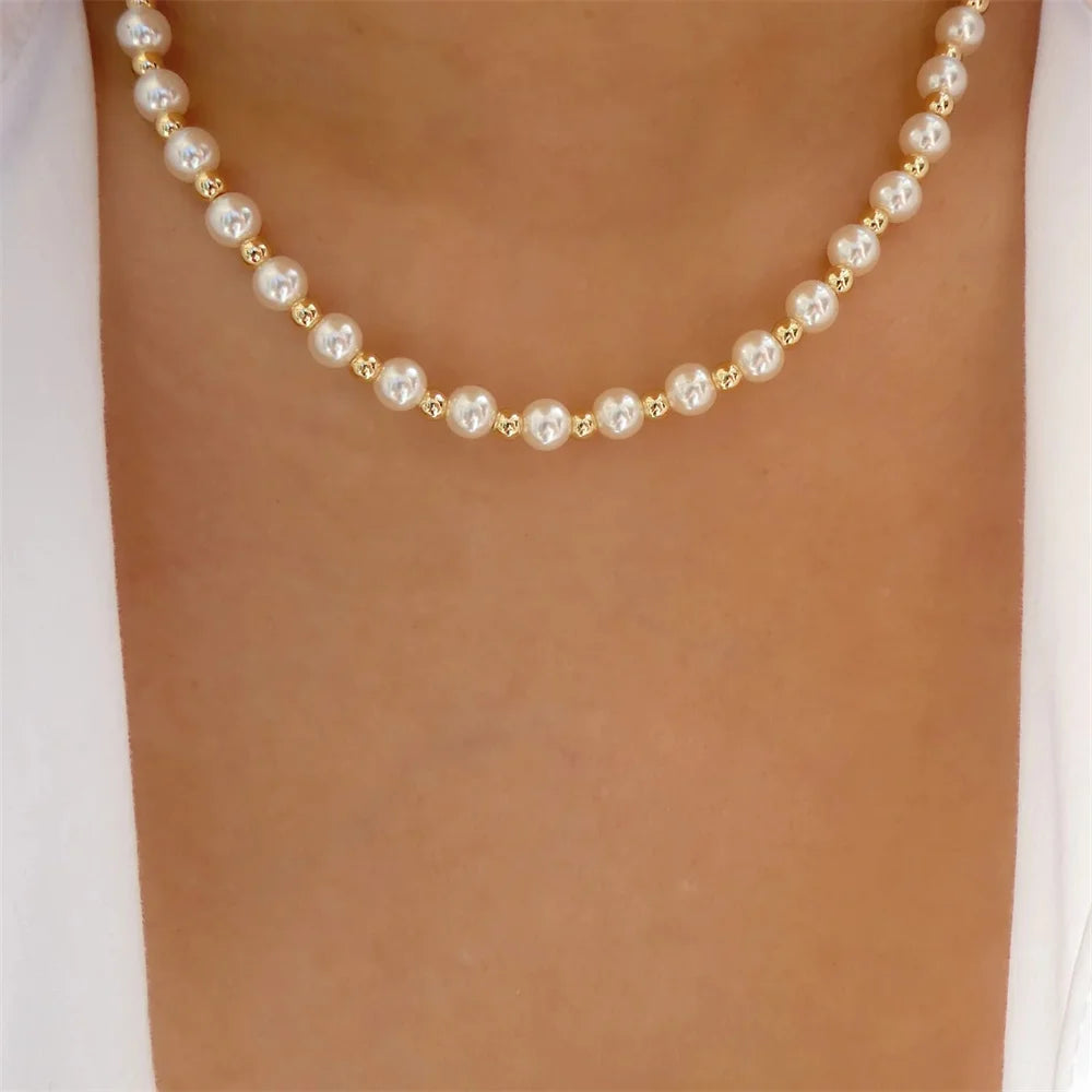 Pendant Pearl Necklace Gold Color Multi-layer
