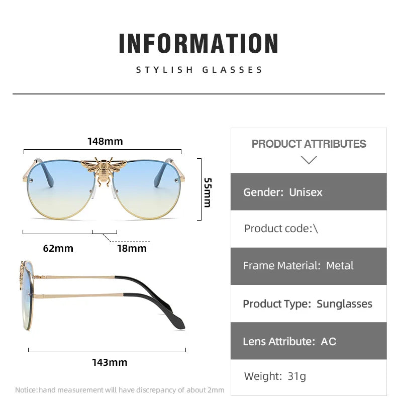 Oversized Punk Metal Eyeglasses UV400