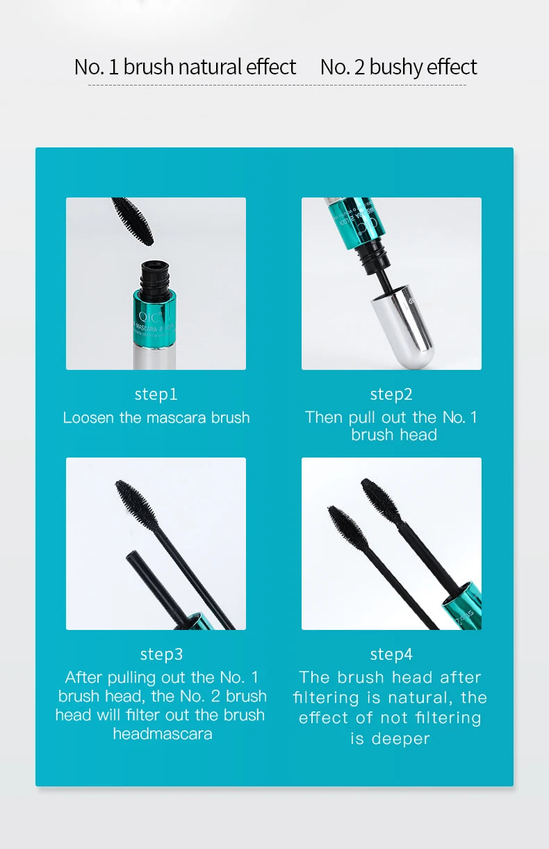 Double In-one Mascara Silk Fiber Waterproof | Thick Lengthening Eye Lashes