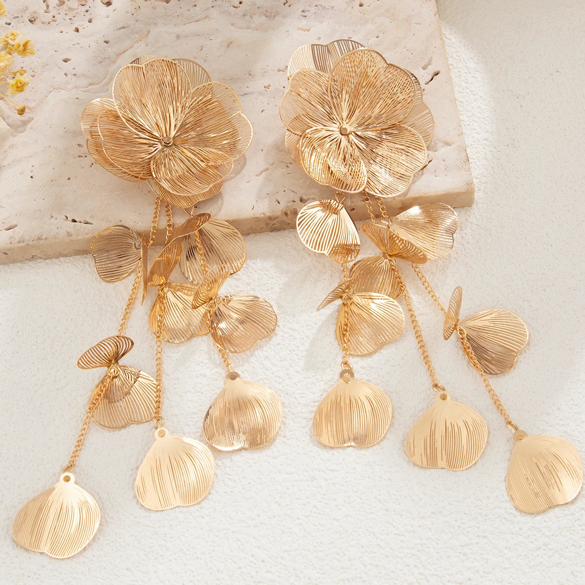 Romantic Leaf Petal Flower Drop Earrings