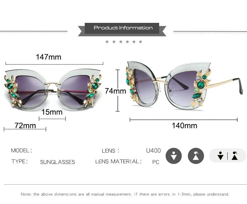 Diamond Luxury Rhinestone Butterfly SunGlasses